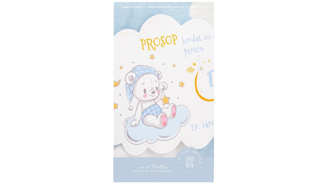 Trusou botez personalizat cu norisori pufosi si ursuleti, Dream big little boy  1